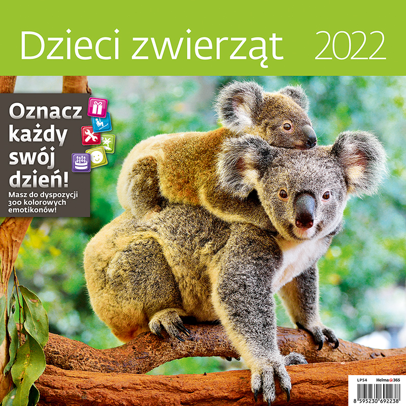 Kalendarz 2022 Dzieci Zwierząt 30x30 z naklejkami LP54-22