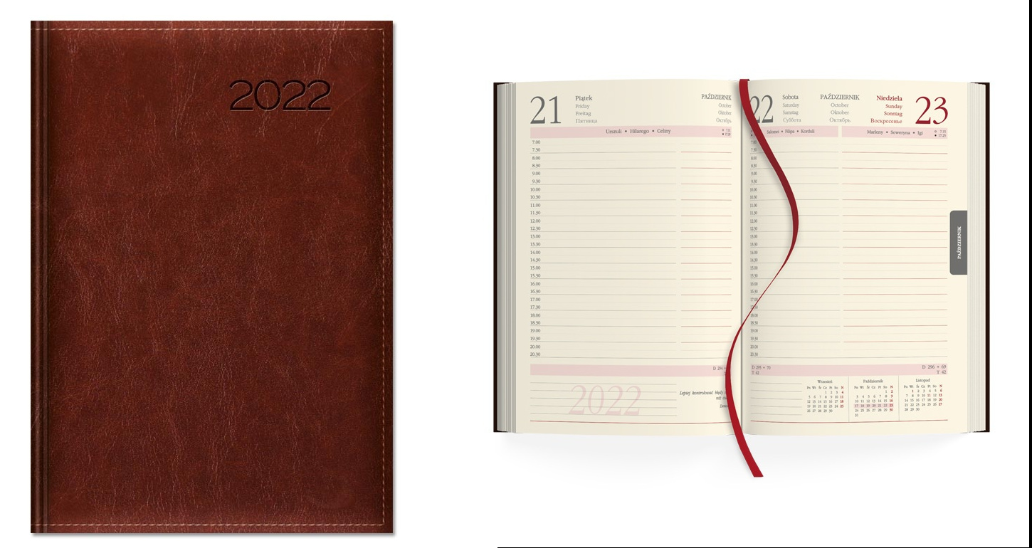 Kalendarz 2022 Dzienny A5 Brąz SK2-1