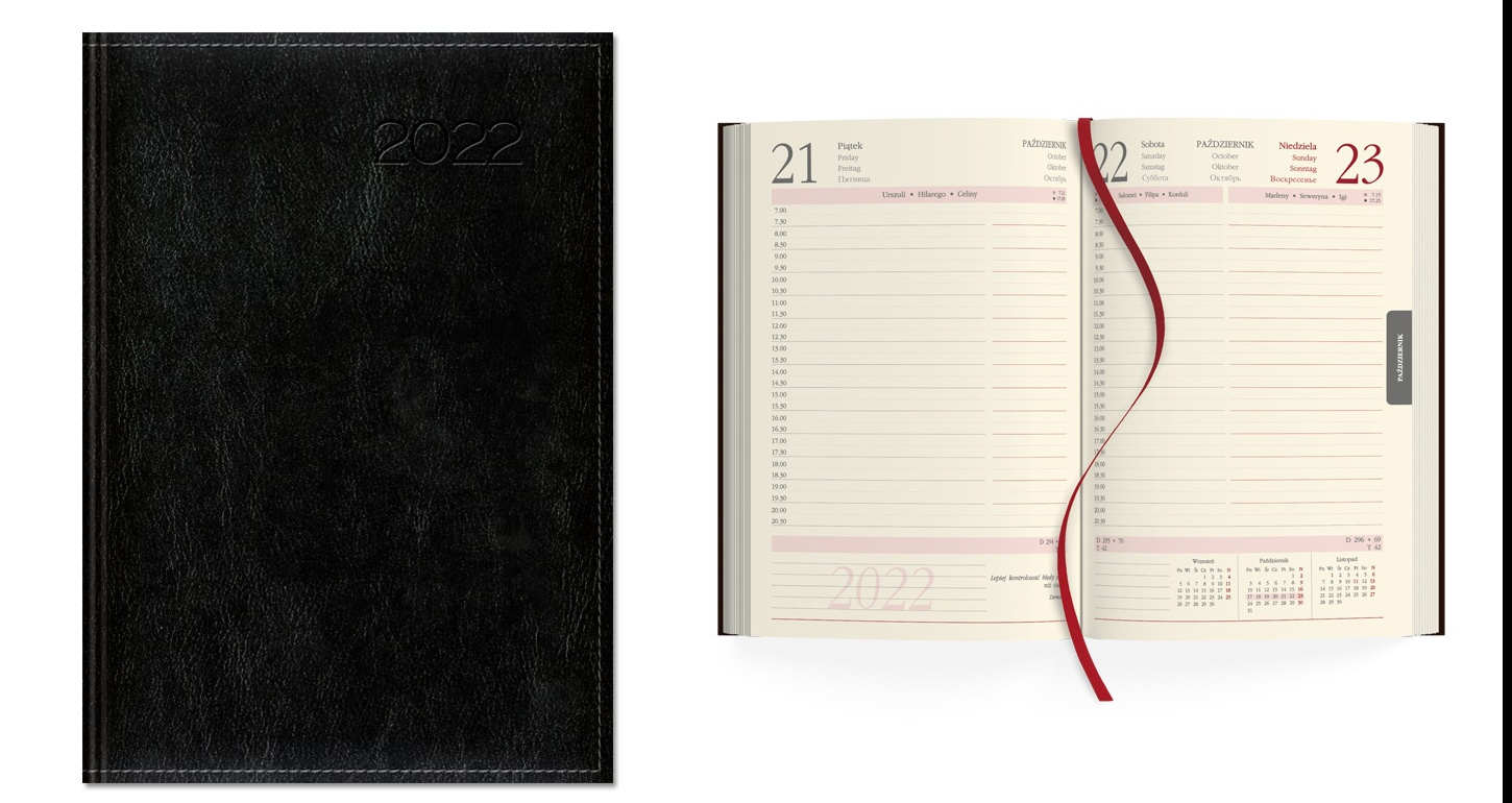 Kalendarz 2022 Dzienny A5 Czarny Sk2-1