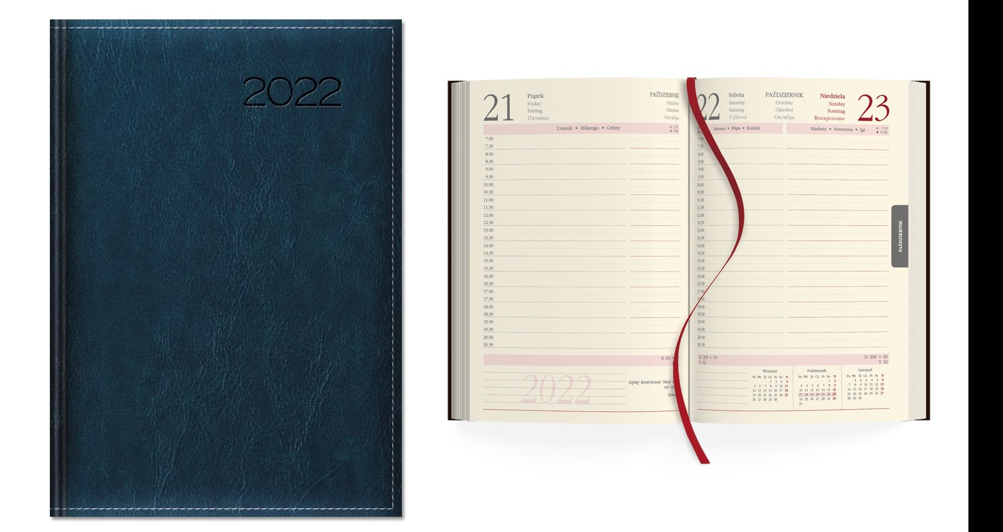 Kalendarz 2022 Dzienny A5 Granat SK2-1