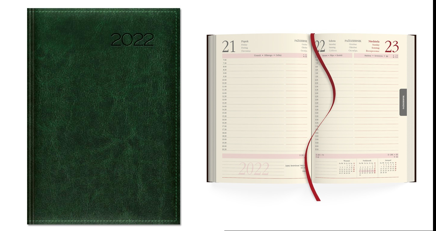 Kalendarz 2022 Dzienny A5 Zieleń SK2-1