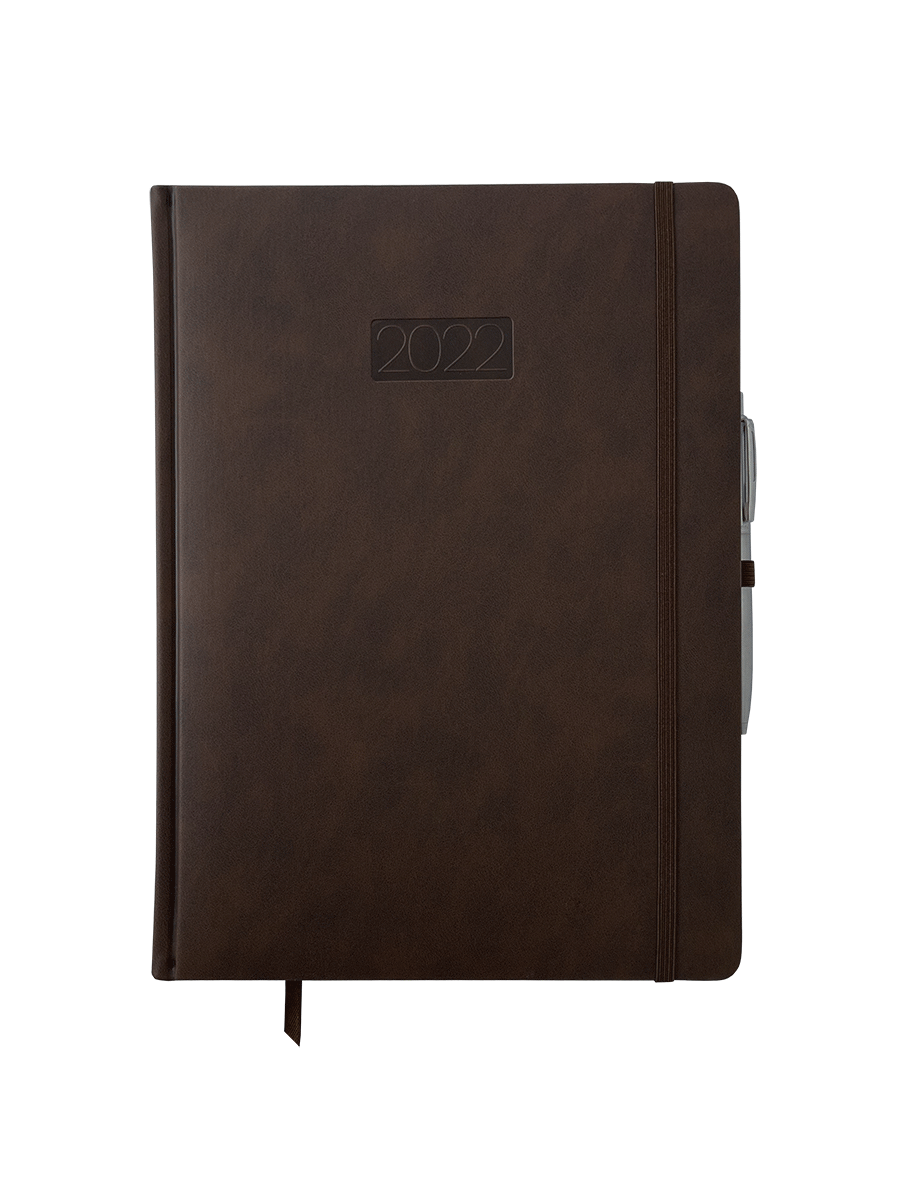 Kalendarz 2022 Elegance V3 A4 dzienny brązowy KKA4DE