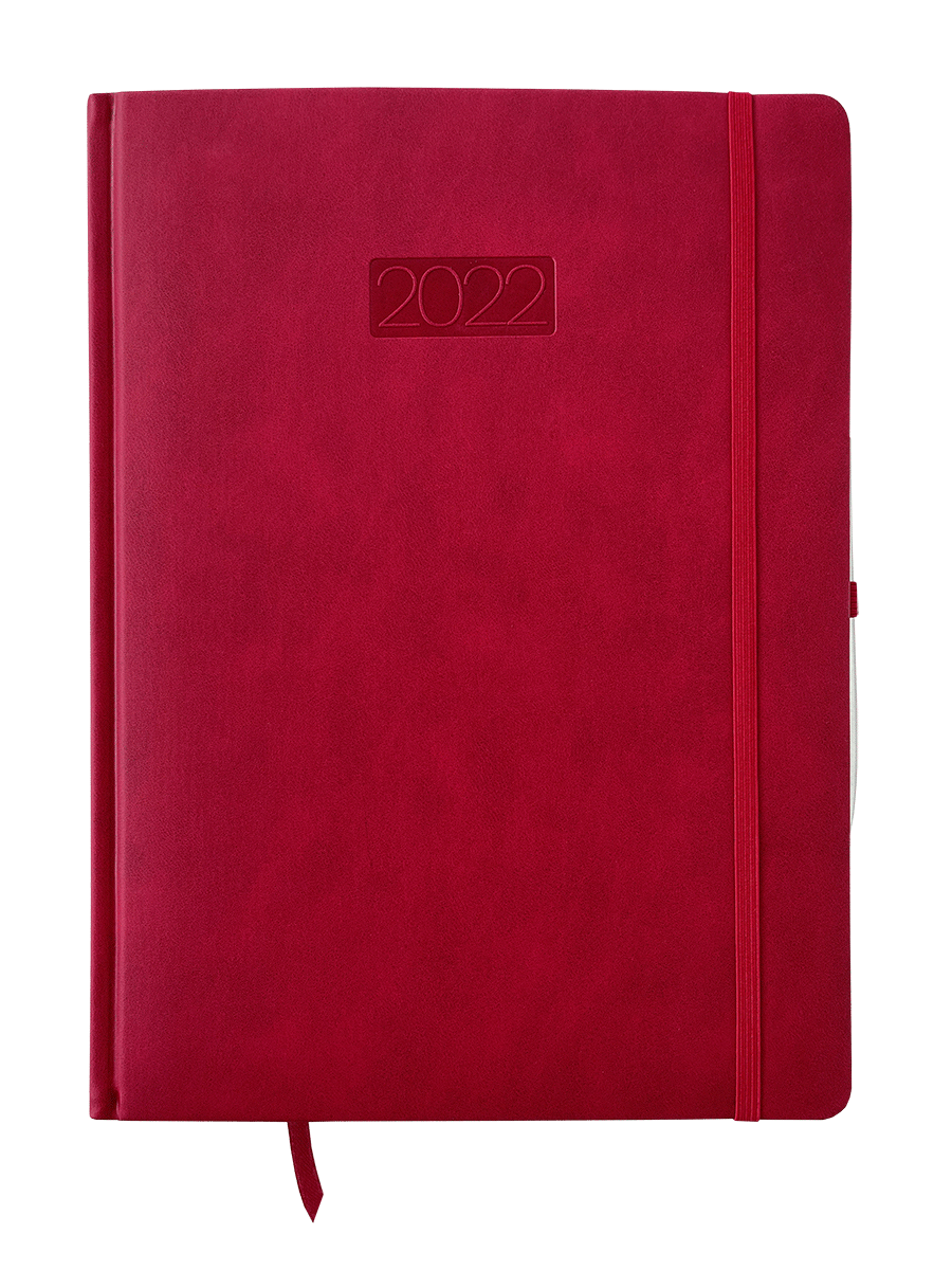 Kalendarz 2022 Elegance V6 A4 dzienny czerwony KKA4DE