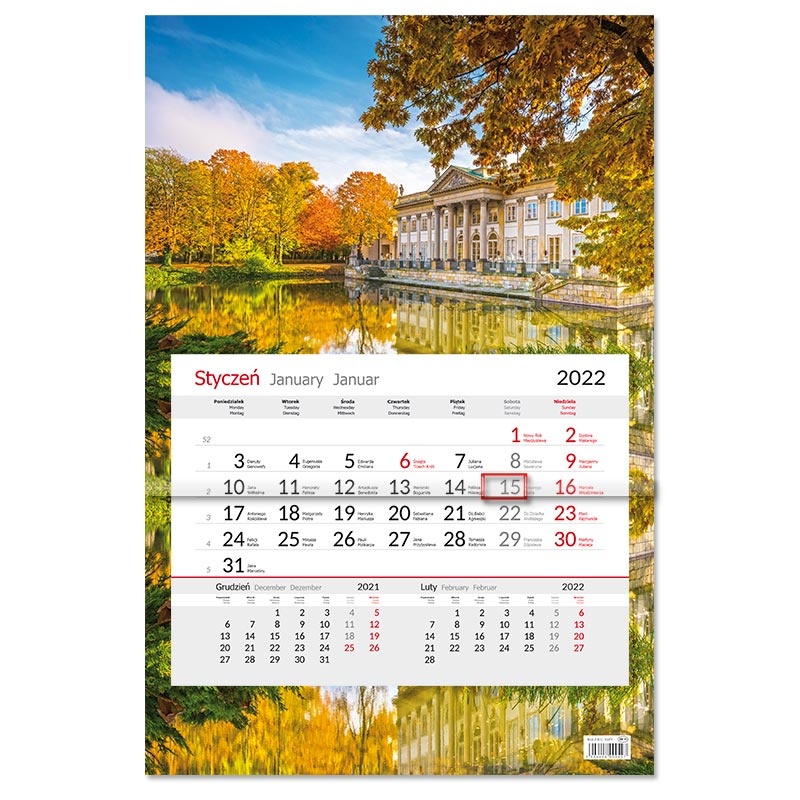 Kalendarz 2022 Jednodzielny SB10 Łazienki królewskie