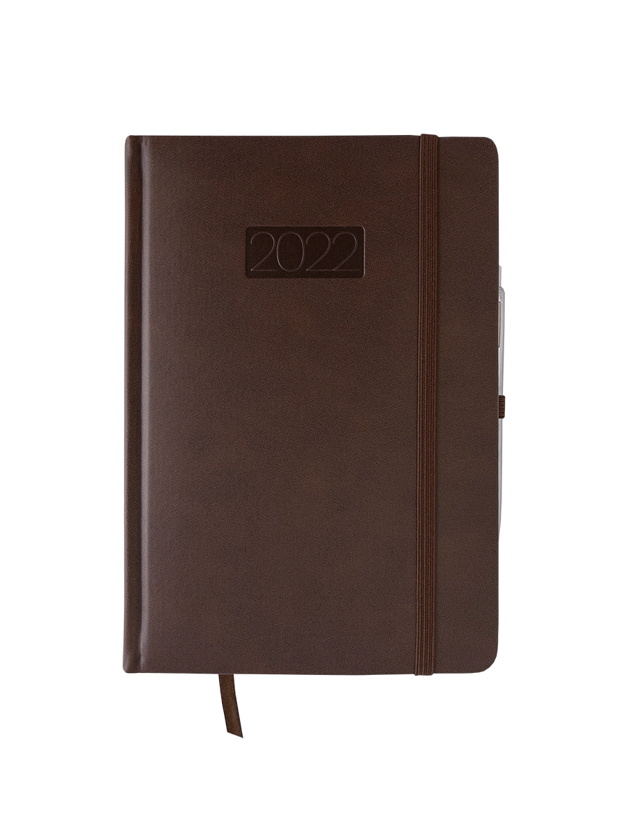 Kalendarz 2022 Lux z gumką V3 A5 dzienny brązowy KKA5DL