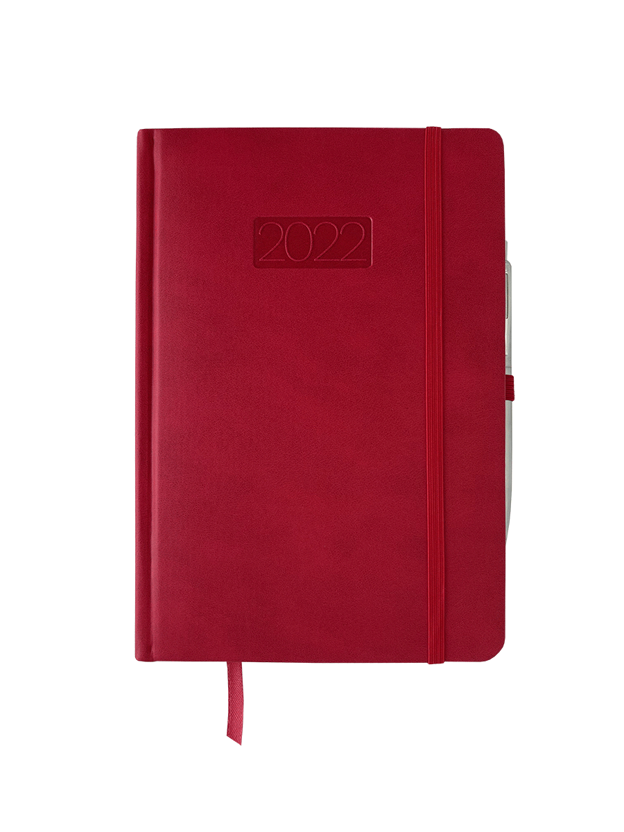 Kalendarz 2022 Lux z gumką V6 A5 dzienny czerwony KKA5DL