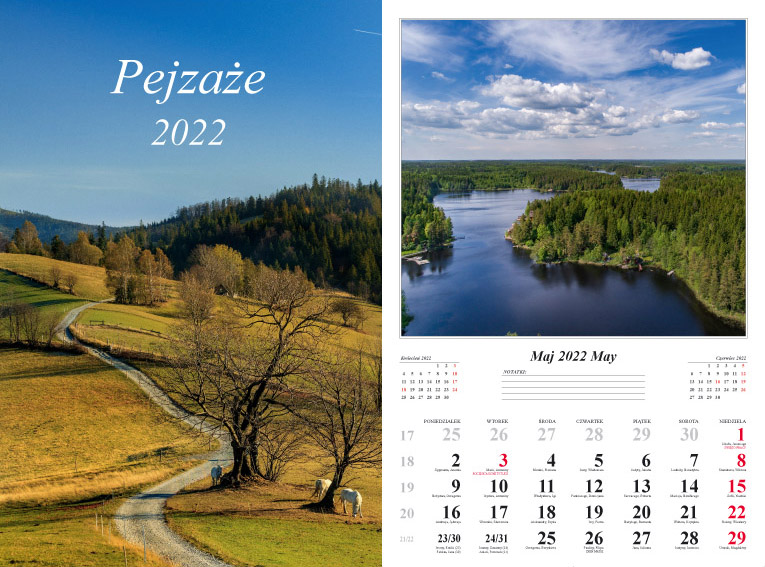 Kalendarz 2022 Pejzaże ścienny 13-k