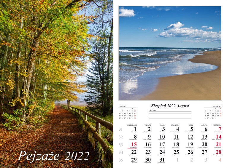 Kalendarz 2022 Pejzaże ścienny 7-k
