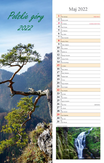 Kalendarz 2022 Polskie góry pasek