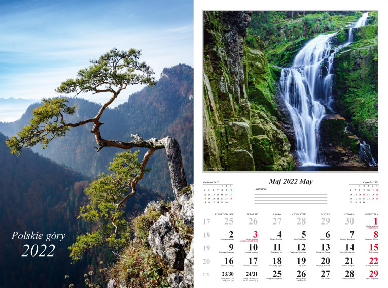 Kalendarz 2022 Polskie góry ścienny 13-k