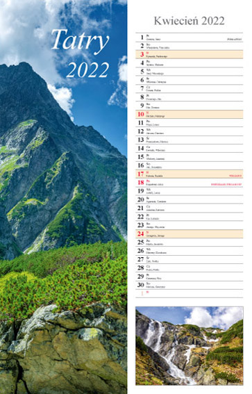 Kalendarz 2022 Tatry pasek