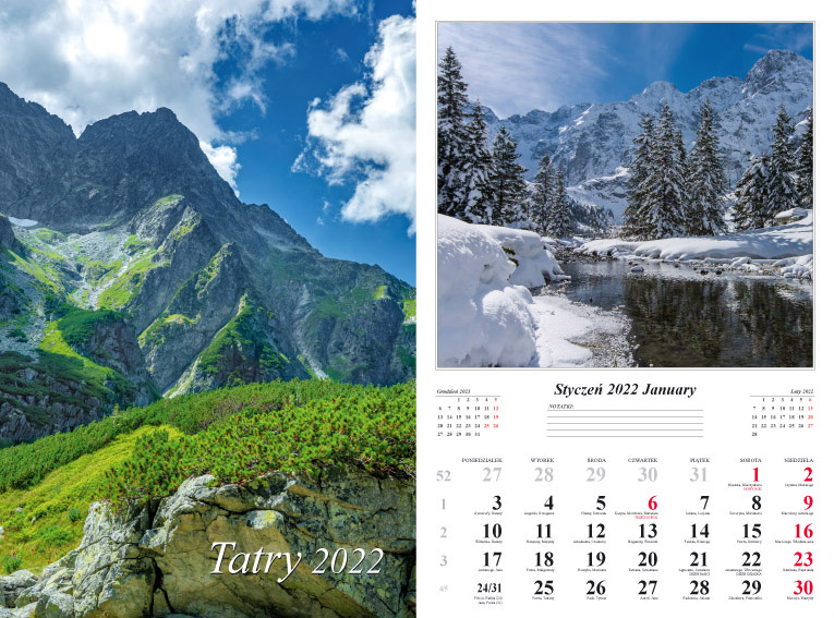 Kalendarz 2022 Tatry ścienny 13-k