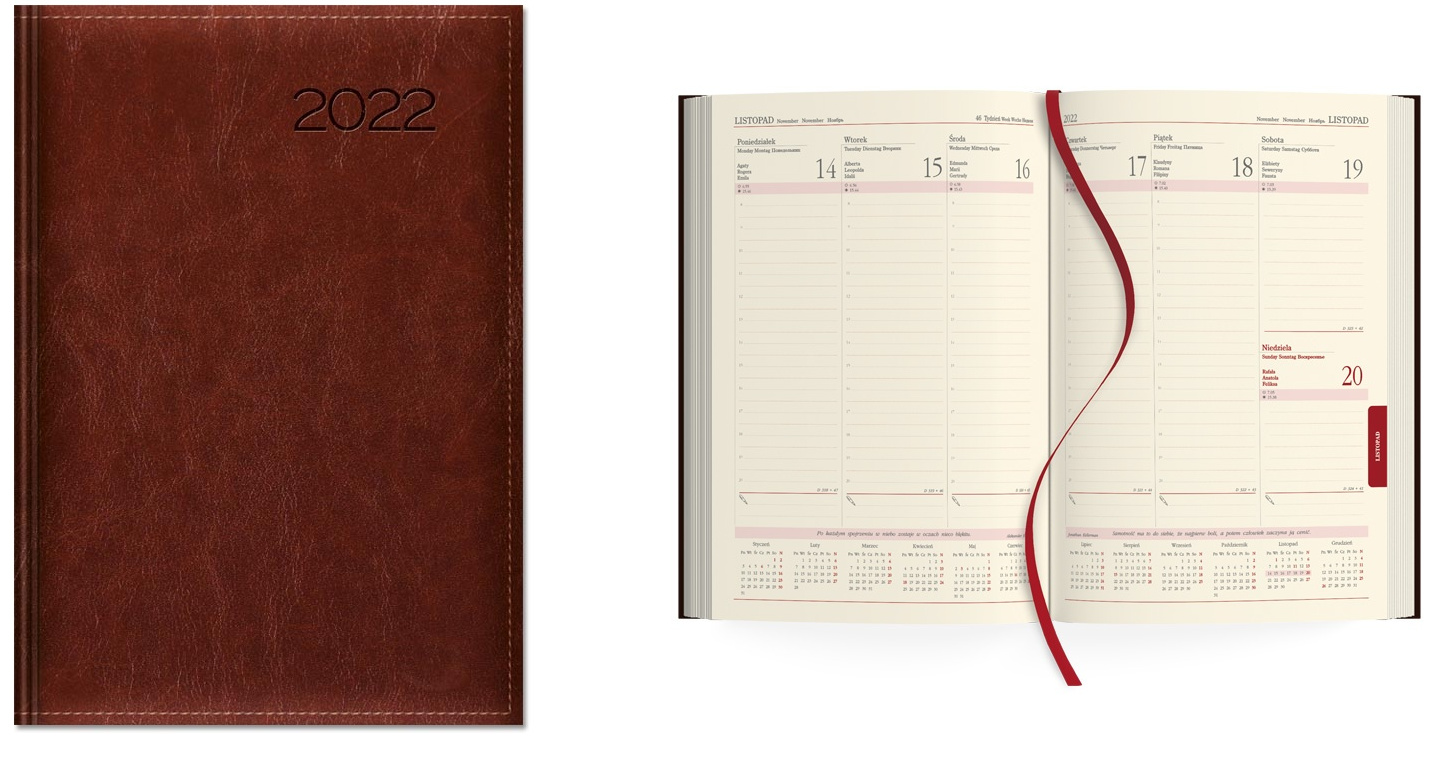 Kalendarz 2022 Tygodniowy B5 Brąz SK0-5