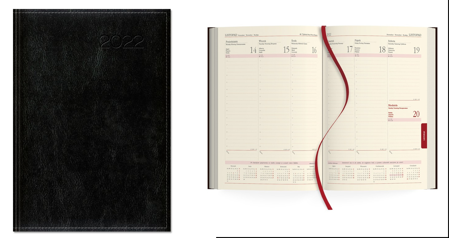 Kalendarz 2022 Tygodniowy B5 Czarny SK0-5