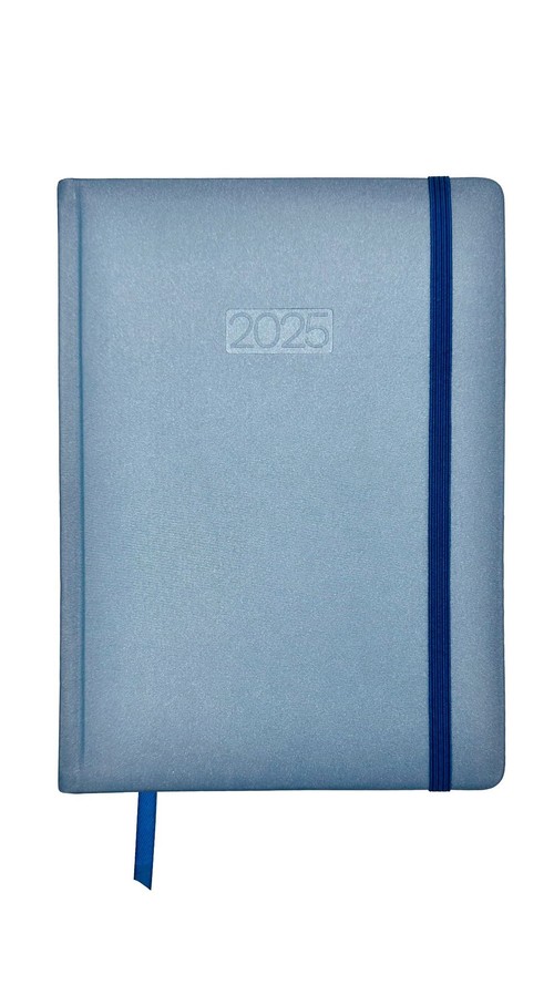 Kalendarz 2025 Dzienny A4 LUX Elegance V8 Srebrny/Niebieski