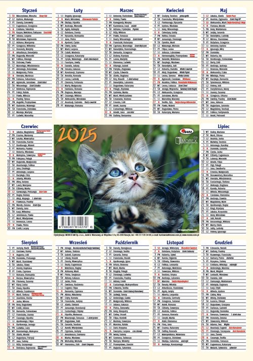 Kalendarz 2025 Listkowy