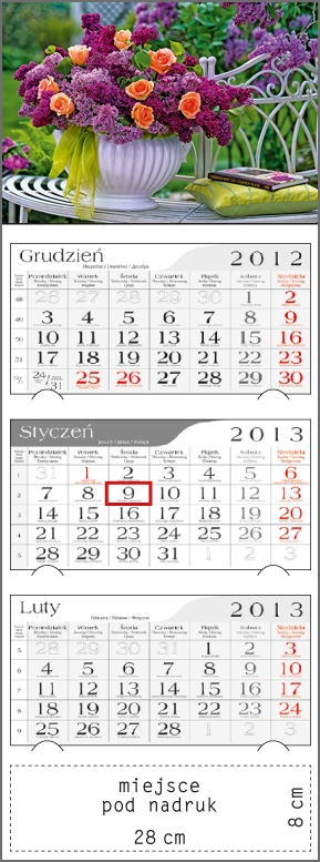 Kalendarz trójdzielny 2013 Bukiet kwiatów