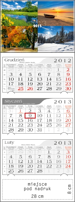 Kalendarz trójdzielny 2013 Cztery pory roku