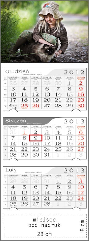 Kalendarz trójdzielny 2013 Dziewczynka