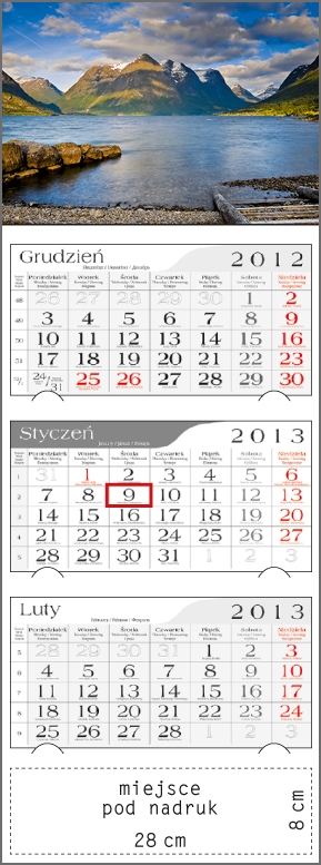 Kalendarz trójdzielny 2013 Górskie jezioro