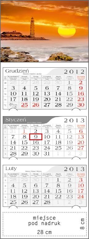 Kalendarz trójdzielny 2013 Latarnia morska