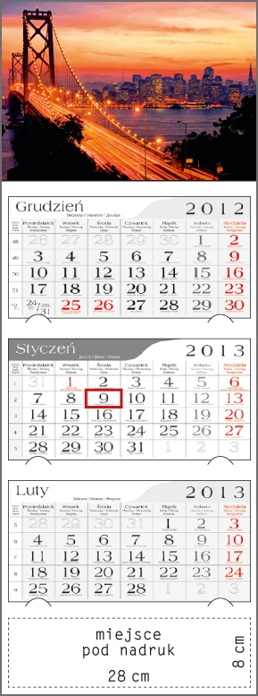 Kalendarz trójdzielny 2013 Most o zachodzie