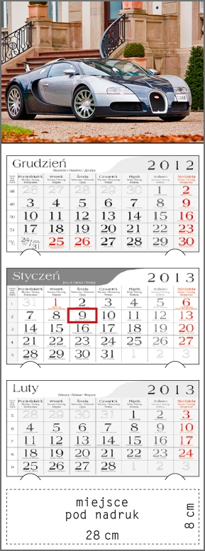 Kalendarz trójdzielny 2013 Samochód sportowy