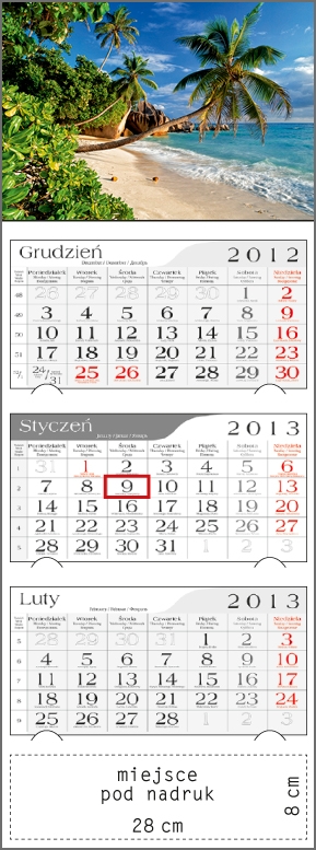 Kalendarz trójdzielny 2013 Słoneczna plaża