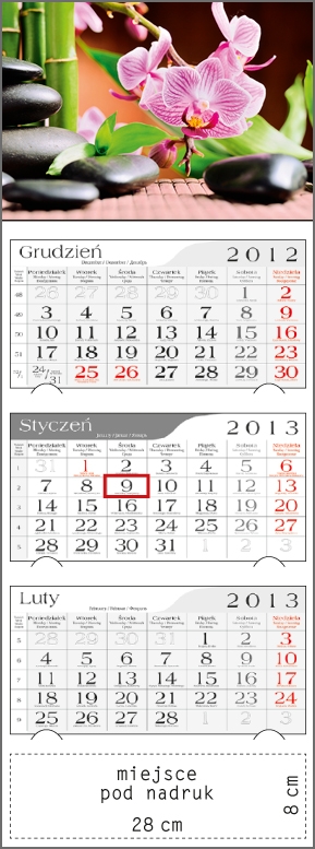 Kalendarz trójdzielny 2013 Zen