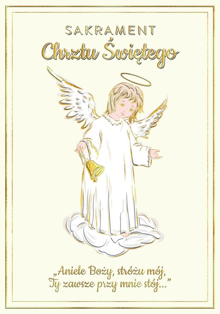 Karnet A5 Chrzest anioł Stróż