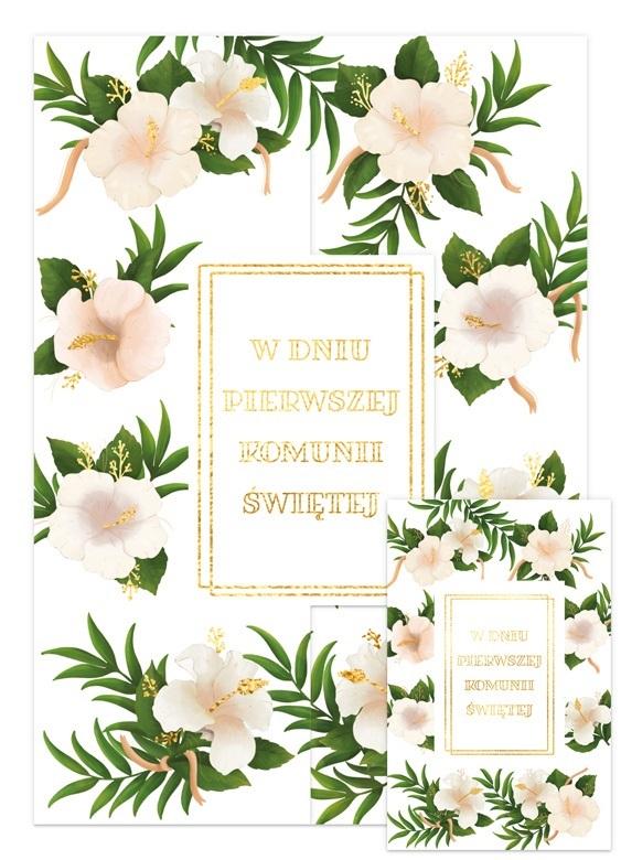 Karnet A5 komunia hibiskus
