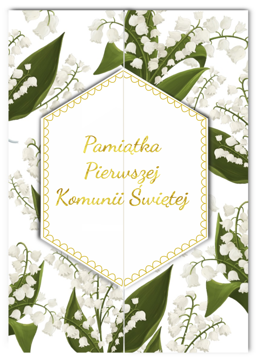 Karnet A5 komunia rozkładany HS konwalie