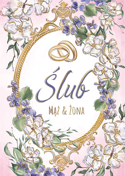 Karnet A5 Ślub Fiołki