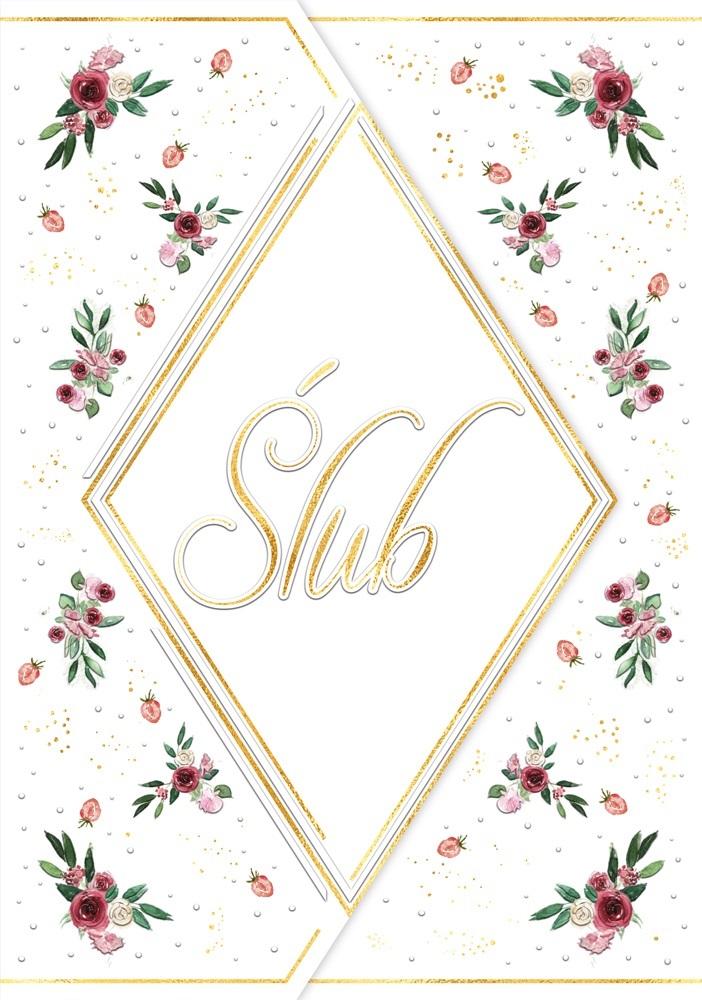 Karnet A5 Ślub róże z tortu