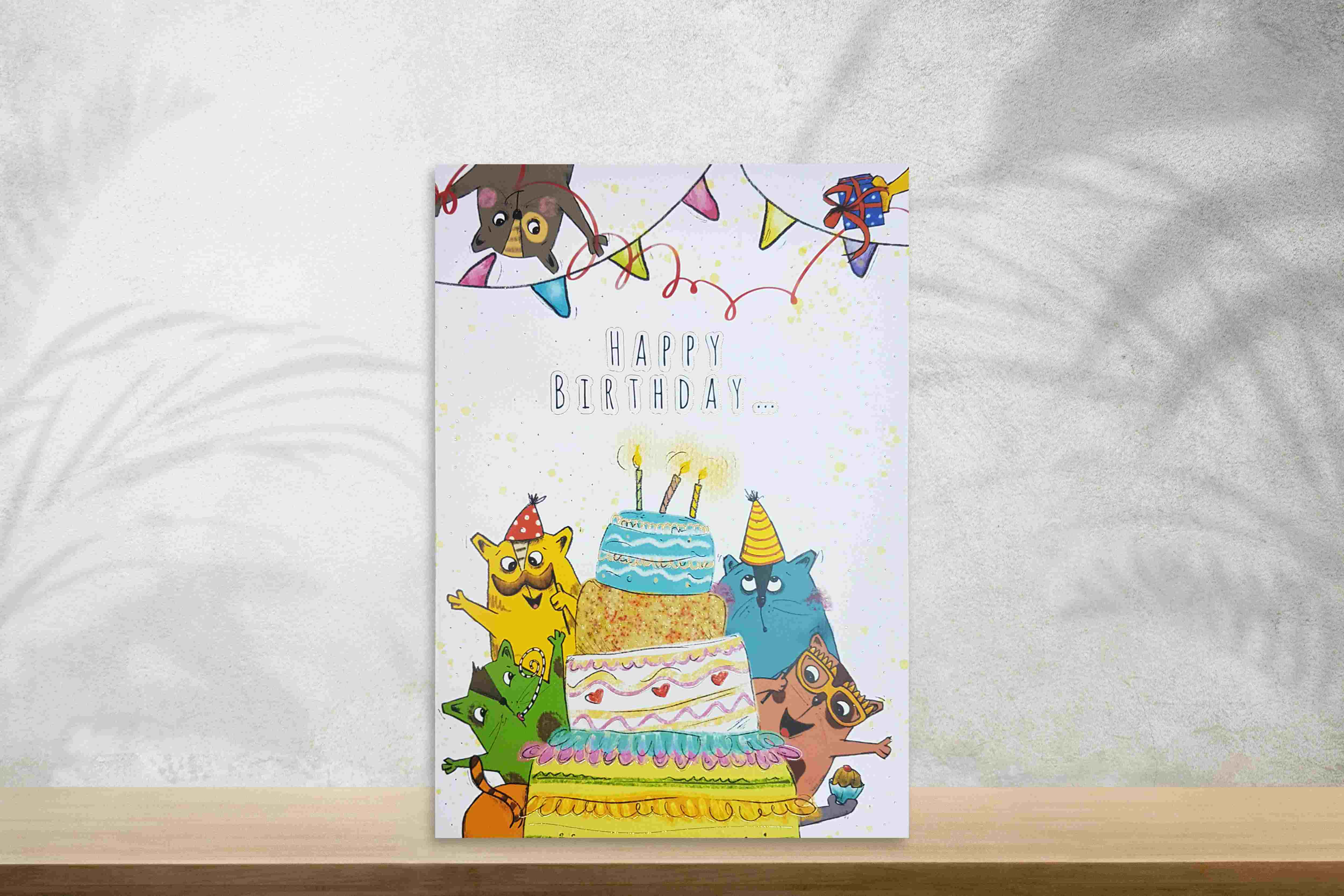 Karnet A5 Tort z kotami