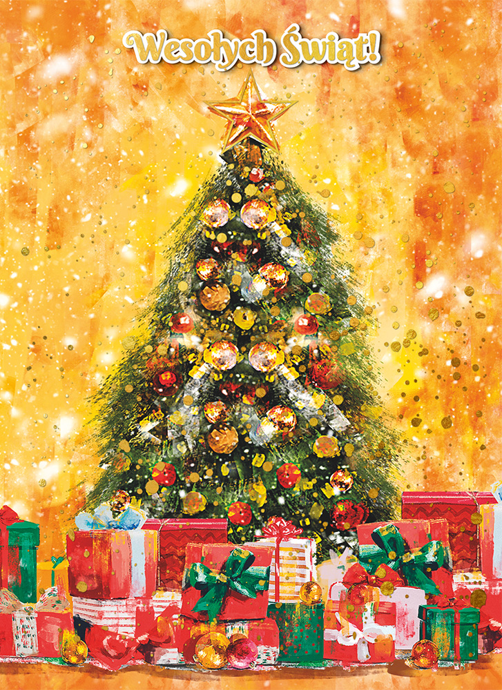 Karnet B6 BN Choinka z prezentami