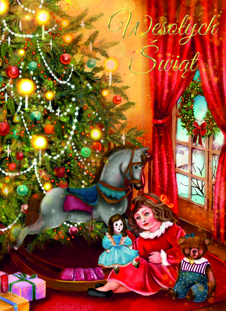 Karnet B6 BN Choinka z zabawkami