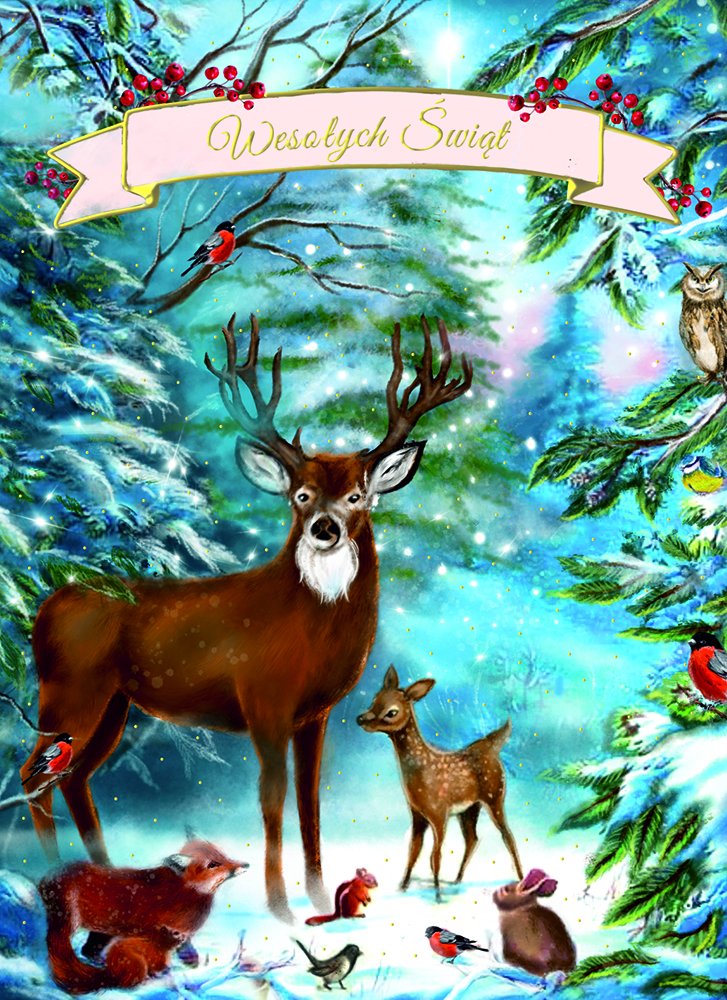 Karnet B6 BN Świąteczny las