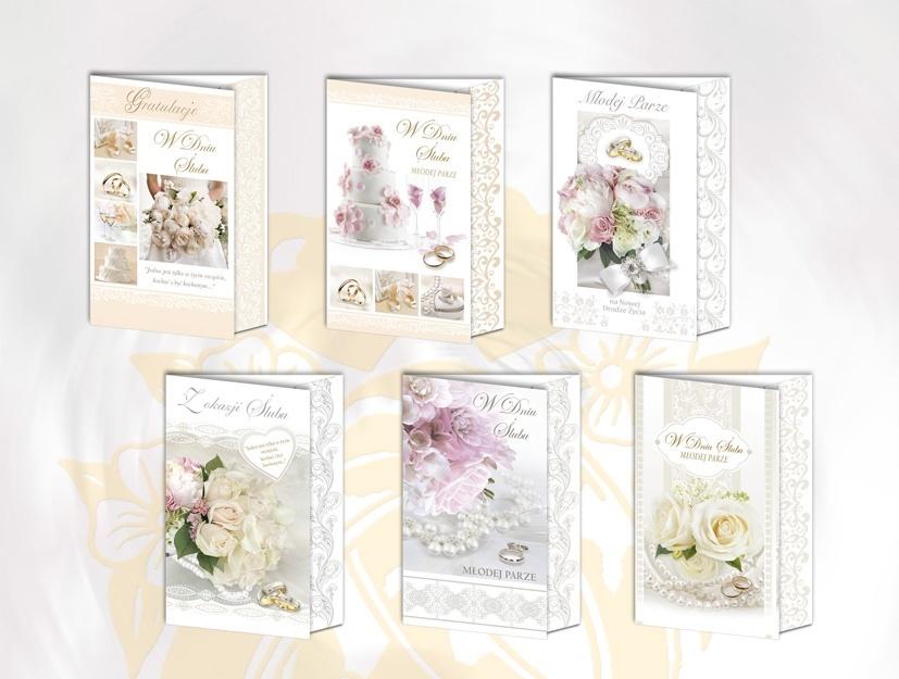 Karnet B6 brokat z margin. Ślub (10szt.) MIX