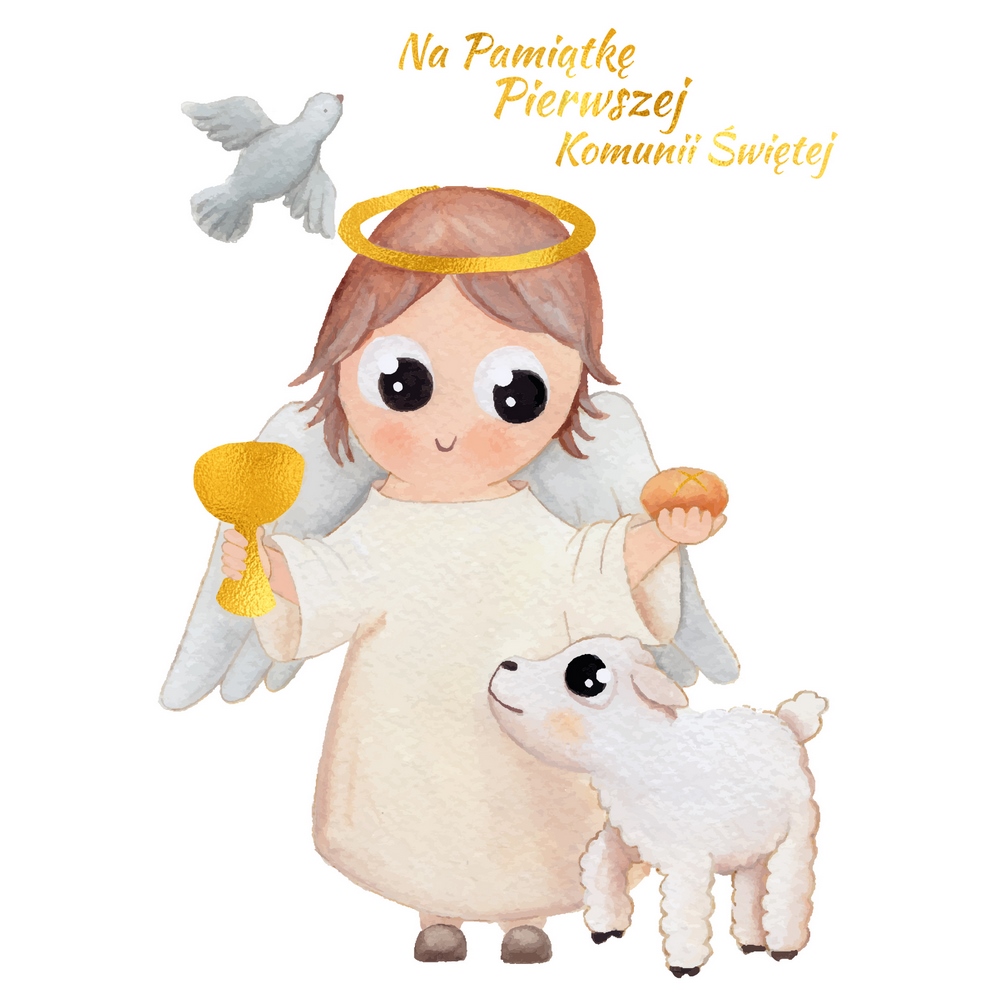 Karnet B6 komunia anioł