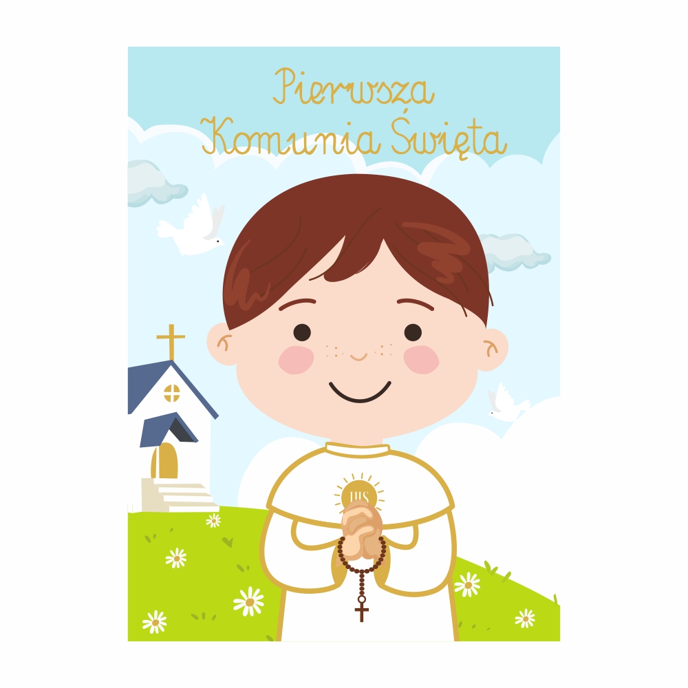 Karnet B6 komunia chłopiec kolor
