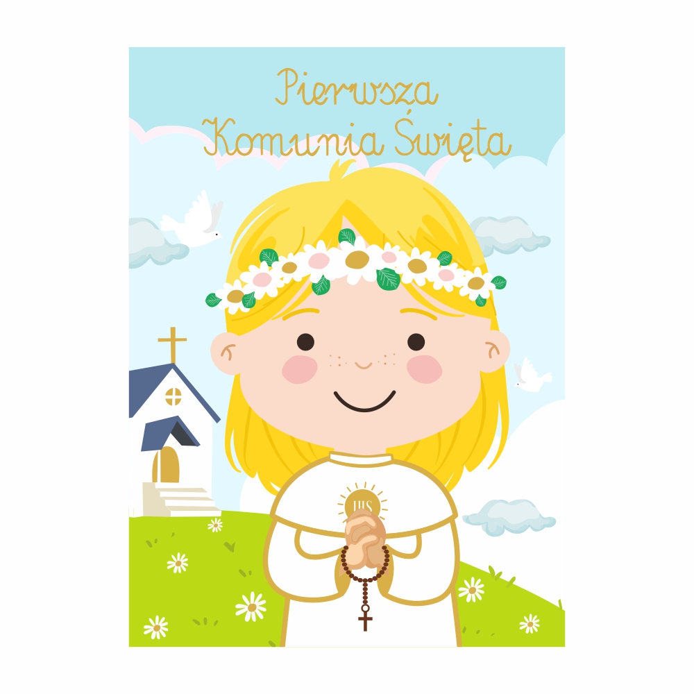 Karnet B6 komunia dziewczynka kolor
