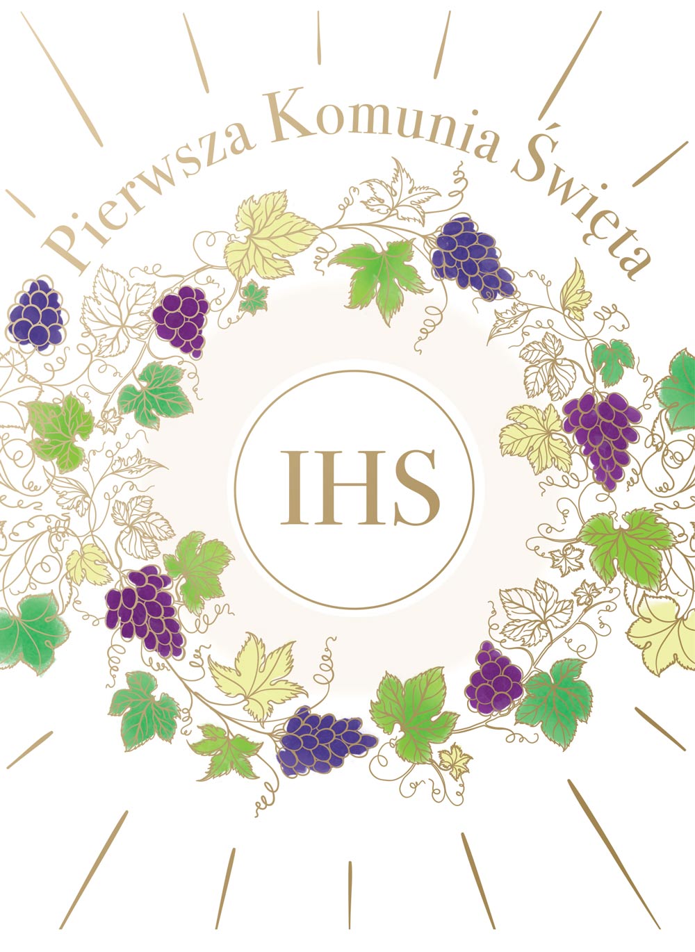 Karnet B6 komunia z kieszonką winogrona