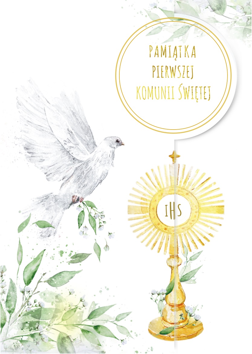 Karnet B6 komunia z kółkiem HS gołąb