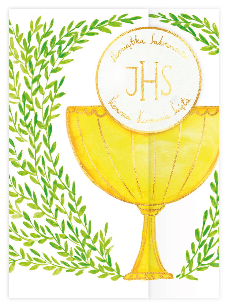 Karnet B6 komunia z kółkiem HS kielich