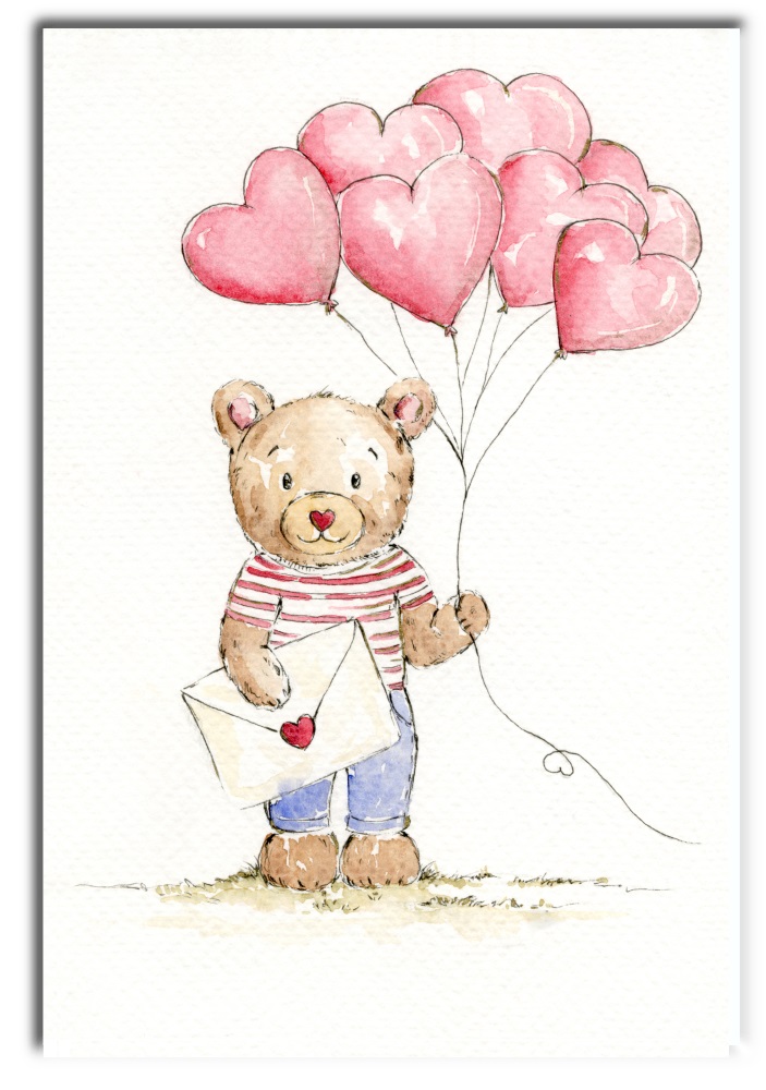 Karnet B6 Miś z balonami