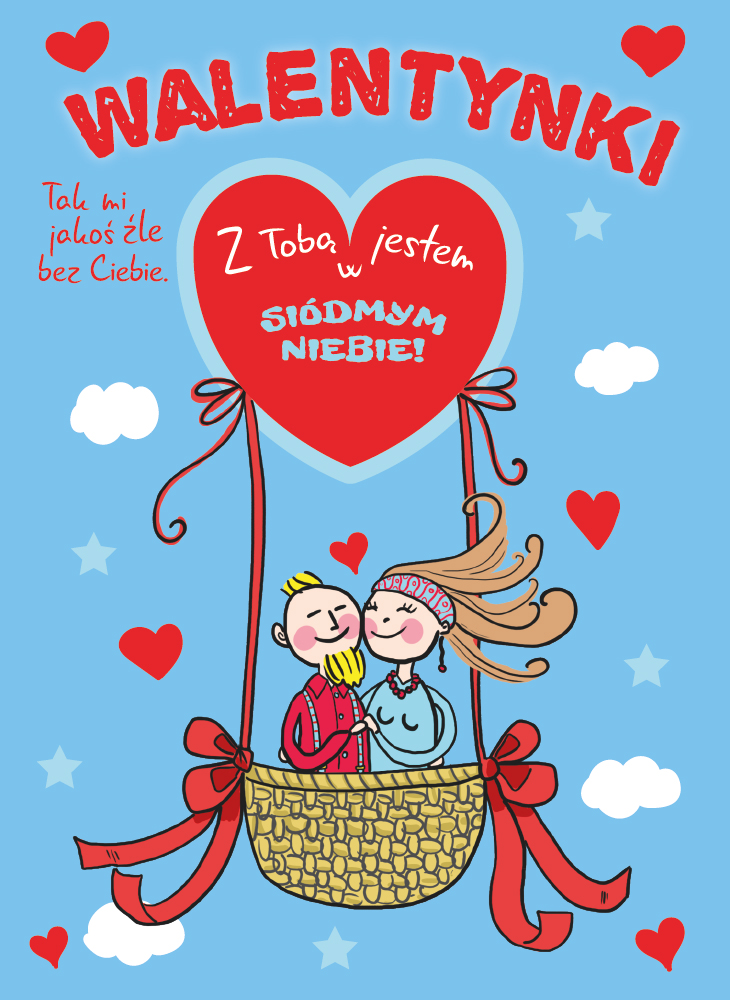 Karnet b6 walentynki balon z magnesem na lodówkę