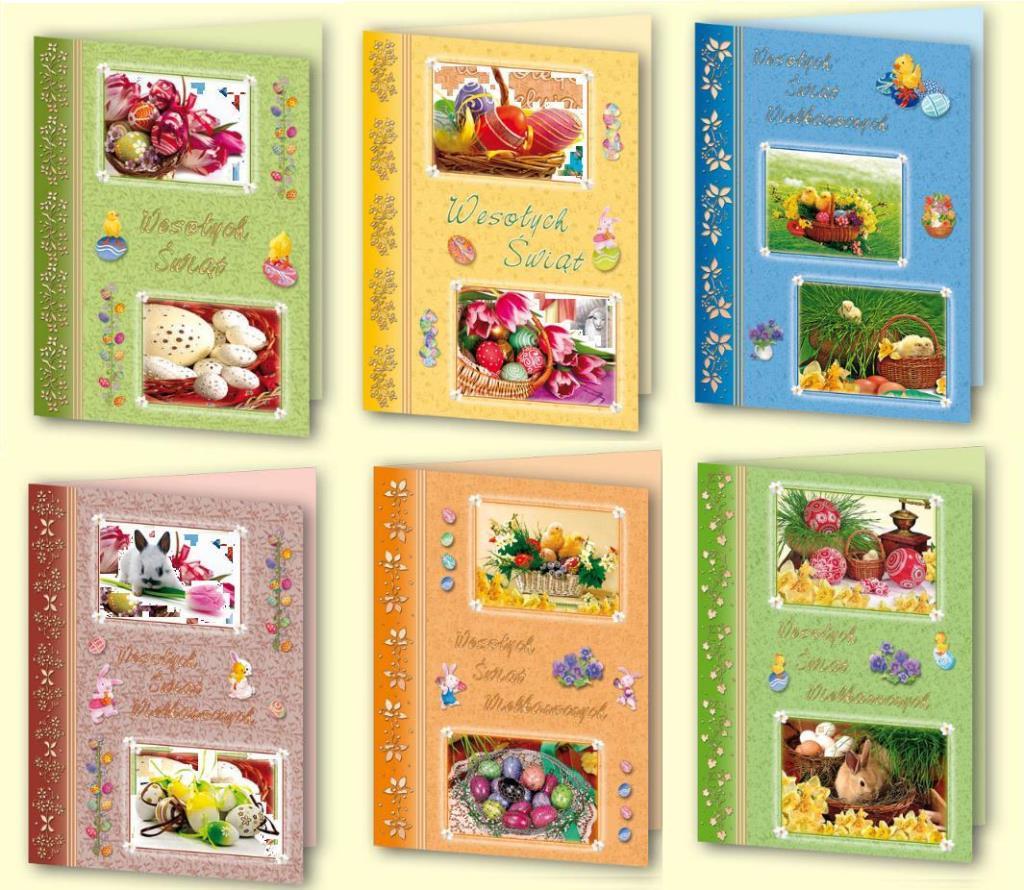 Karnet B6 Wielkanoc (10szt.) świeckie MIX
