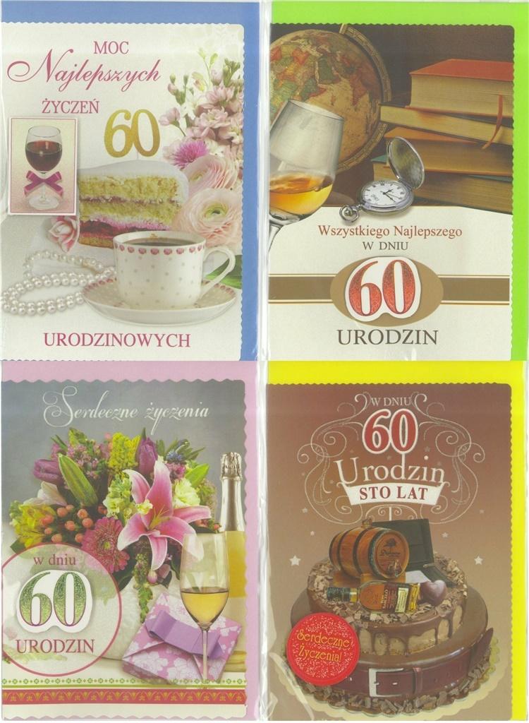 Karnet B6 z elem. 60-te urodziny (10szt) MIX