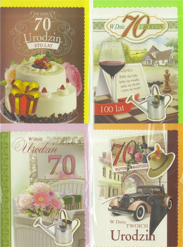 Karnet B6 z elem. 70-te urodziny (10szt) MIX